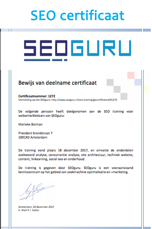 SEO certificaat